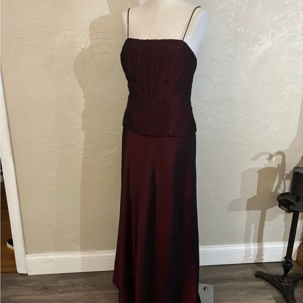 Elegant Formal Cachet Burgundy/Wine Gown w/ Matching Jacket set Sz 10